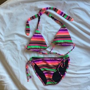Victoria’s Secret multicolor striped bikini SM MED new without tags